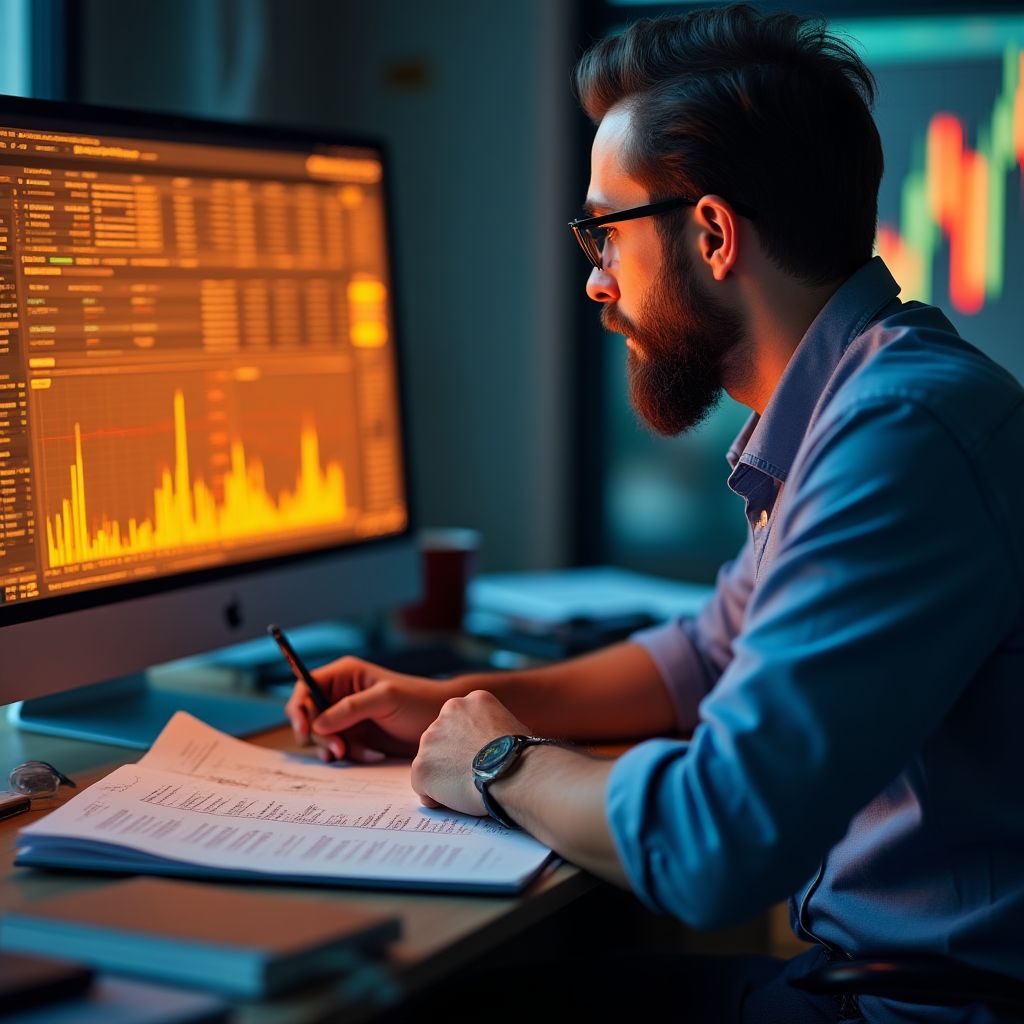 Pozisyon tradingde uzun vadeli grafikleri inceleyen trader
